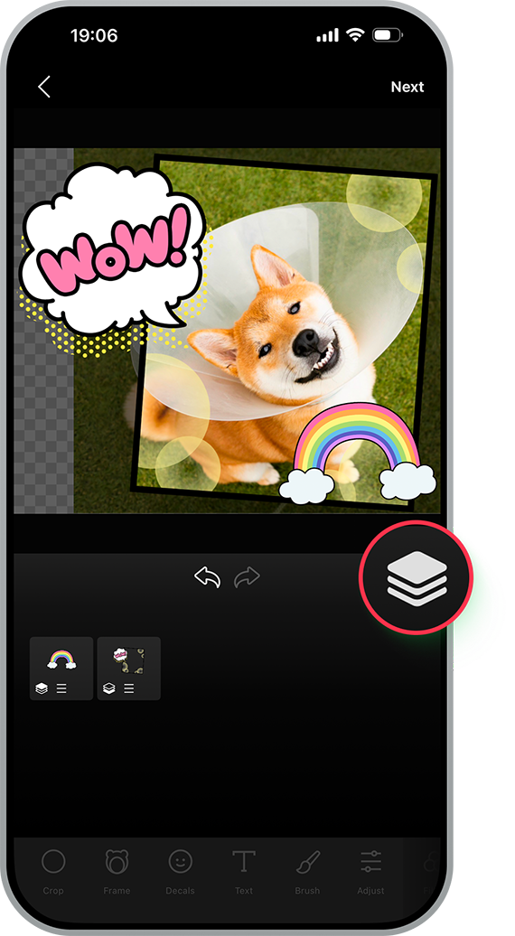 變更圖層排序的畫面