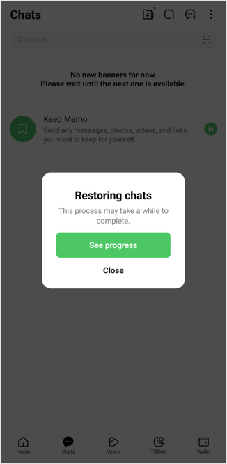 See progress screen