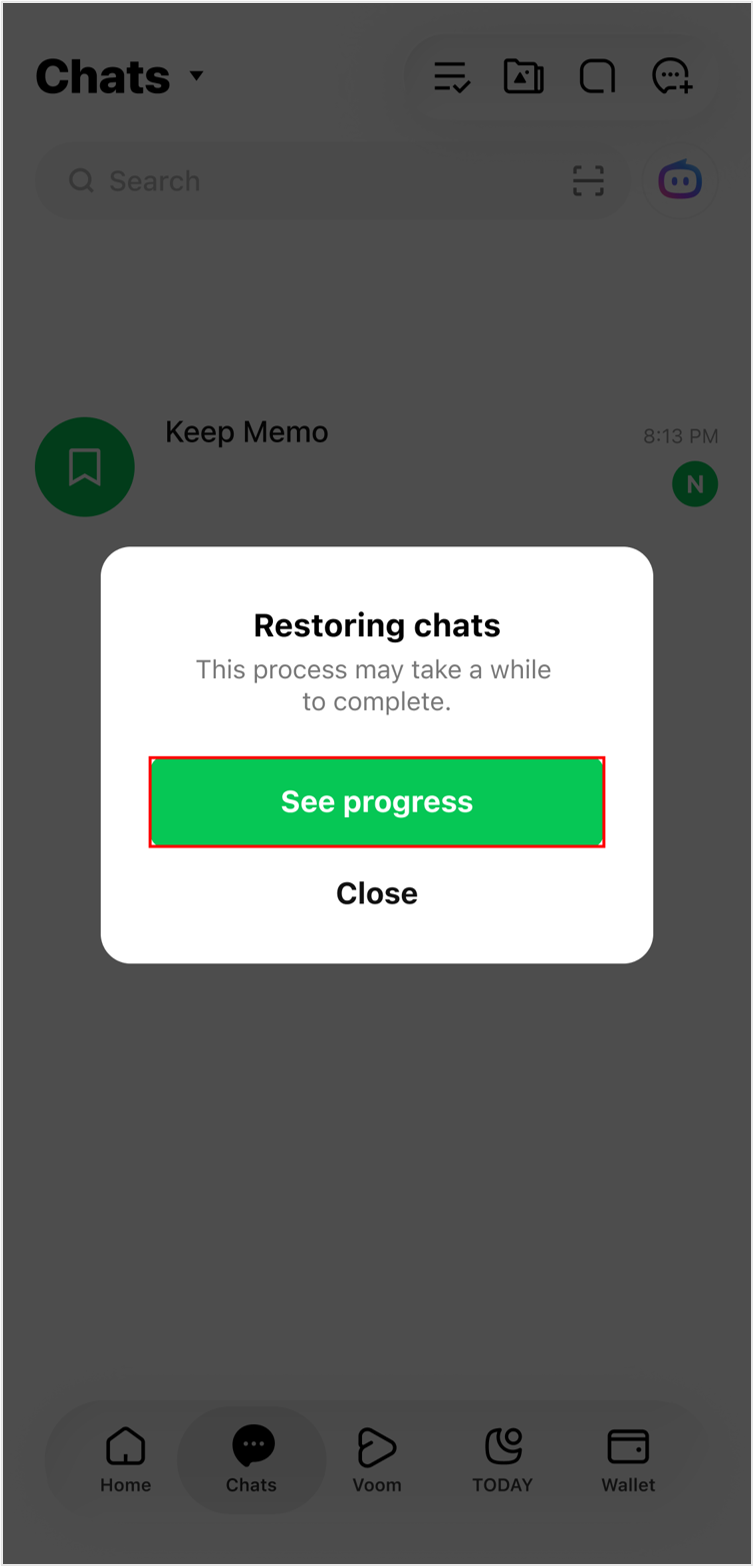 See progress screen