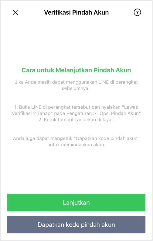 Cara untuk Melanjutkan Pindah Akun