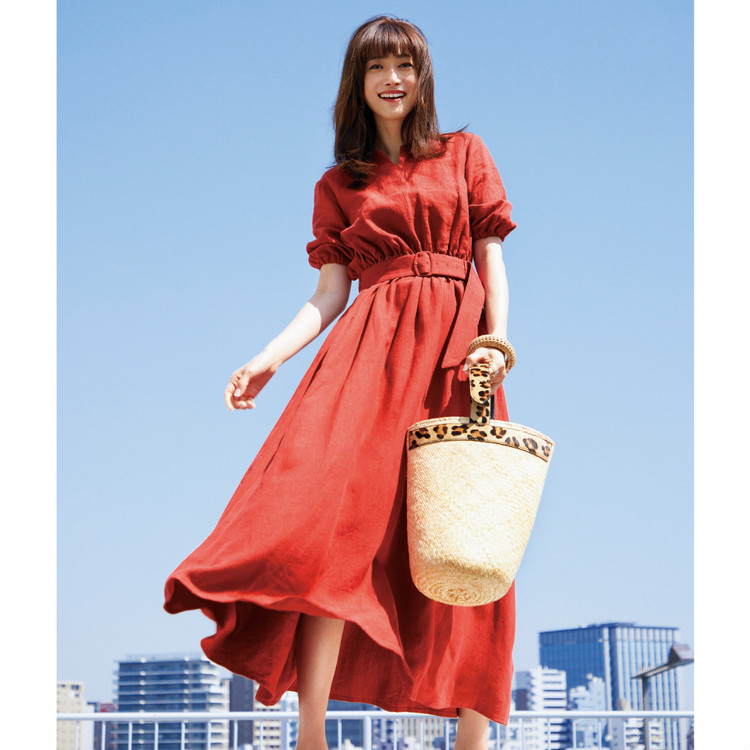 今日のコーデ 土曜日は 華のあるレッドのリネンワンピースで Baila News Line News