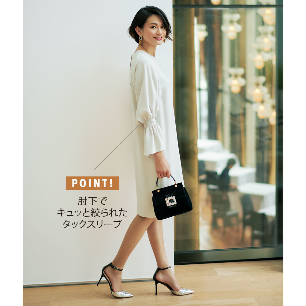 会食 レセプションに何着る 少し華やかさが欲しい日の 楽してサマ見え ワンピース