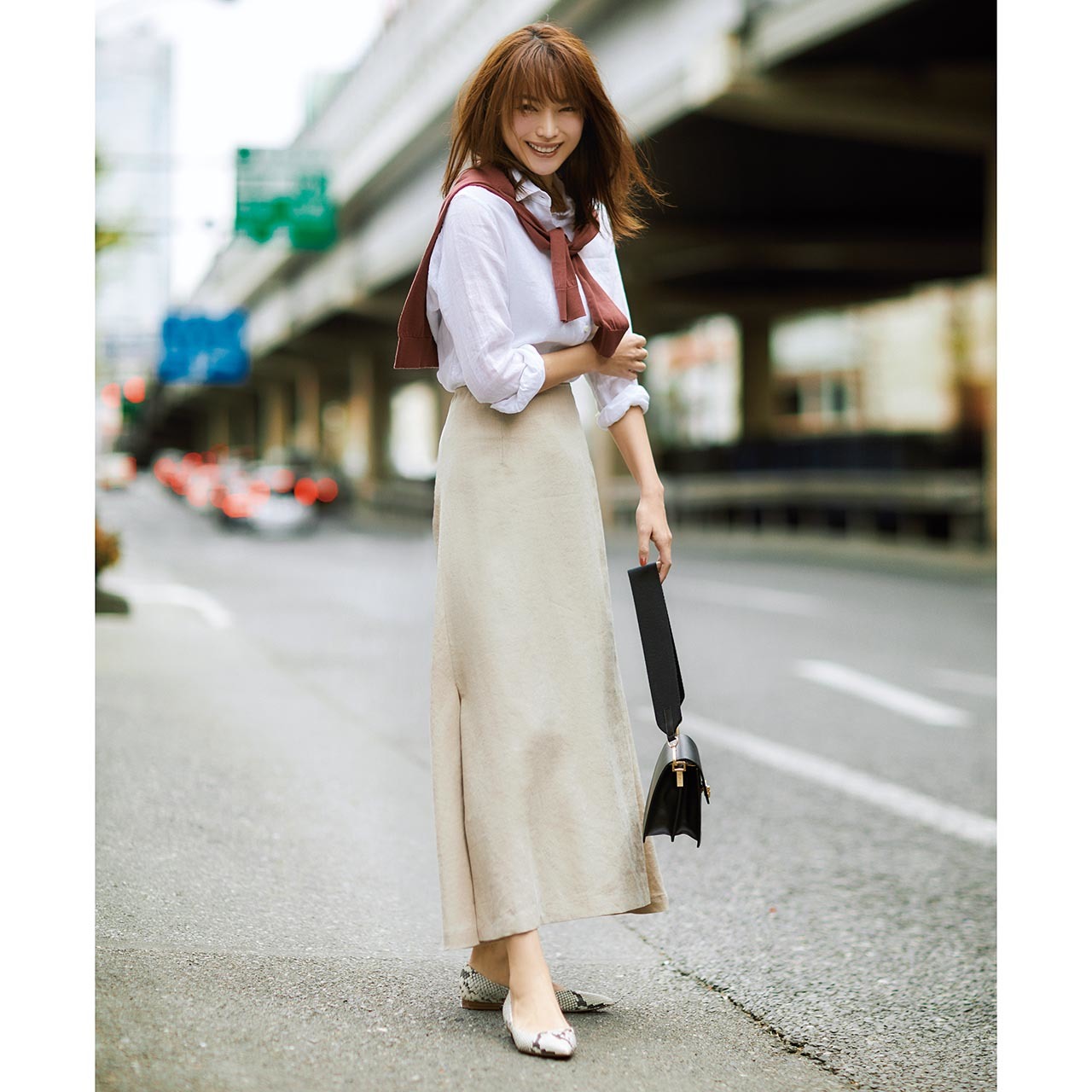 スカート派 蛯原友里の フラット靴 でもきれいで女っぽいコーデの作り方