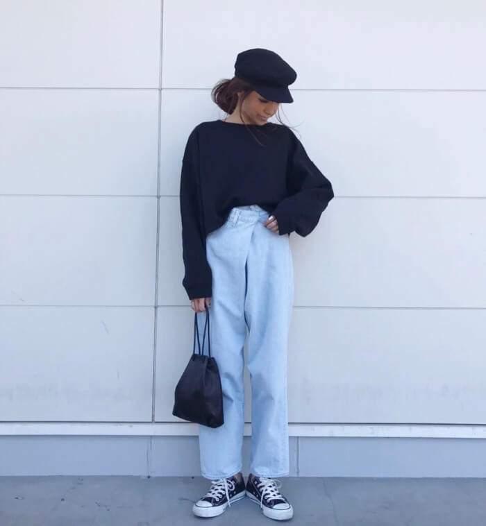 デニムワイドパンツ 冬はどうオシャレに着る 見本コーデ22