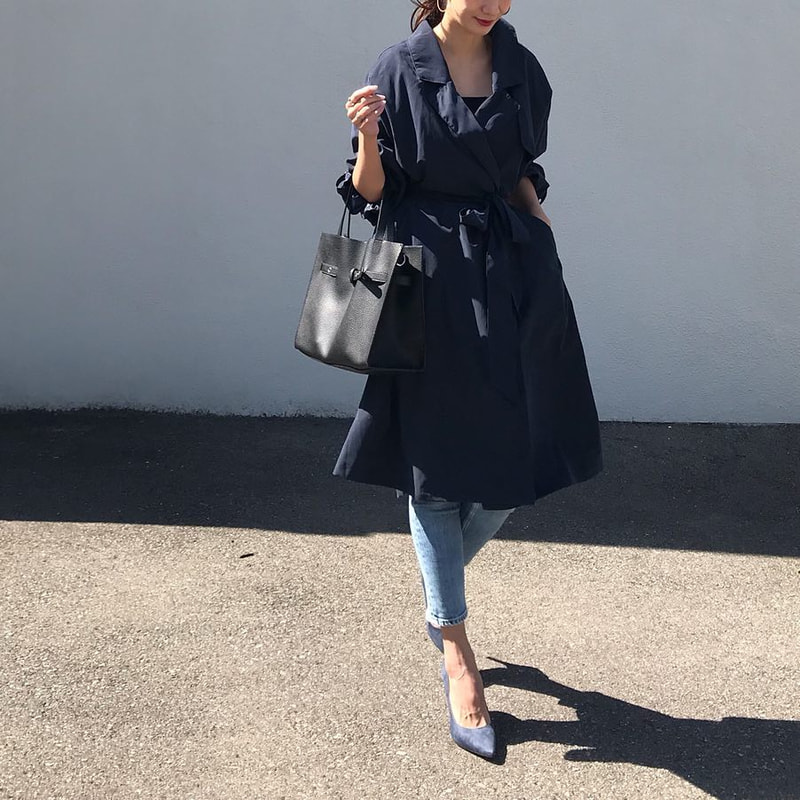 この春どう着る 上品確約 ネイビートレンチ 今っぽ着回し Mine