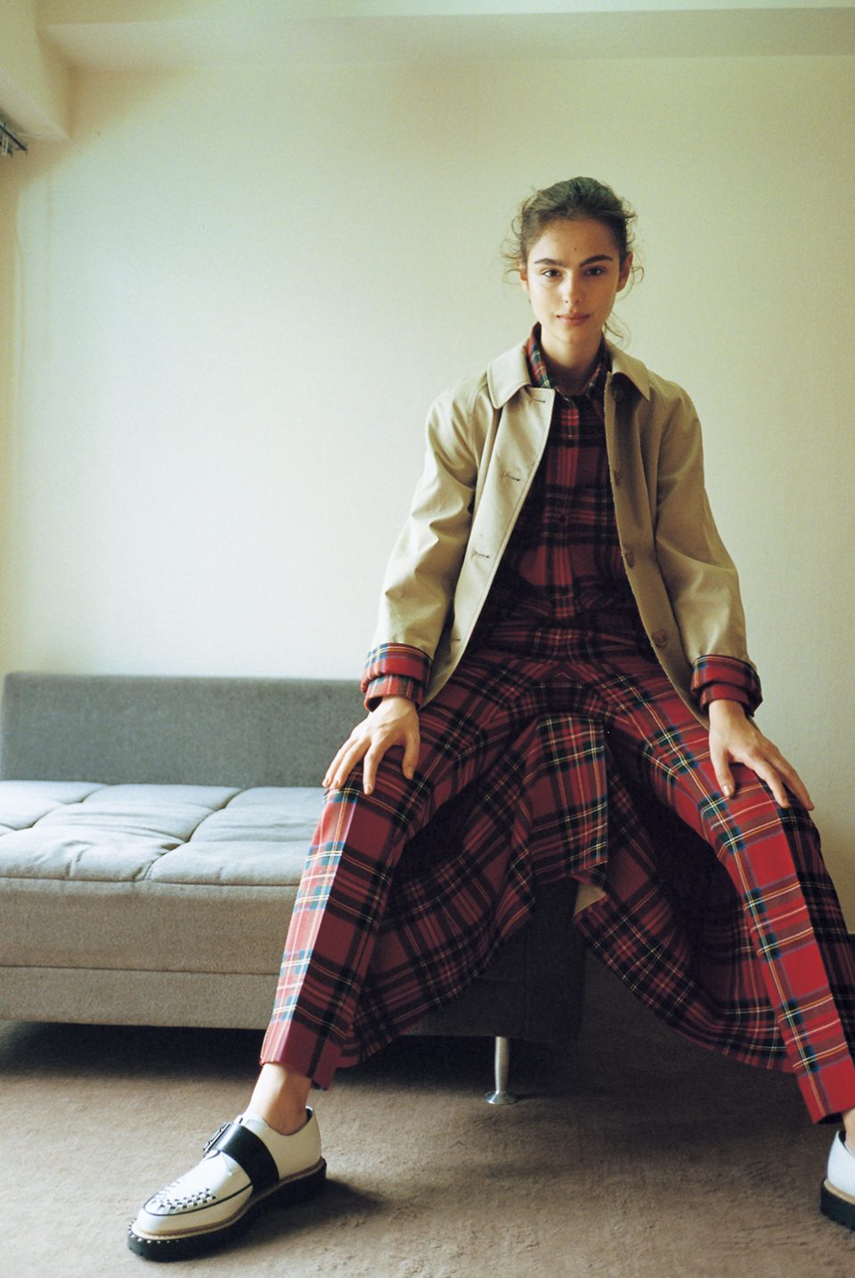 リバーシブル ウール ラップコート (サンドベージュ) - ウィメンズ