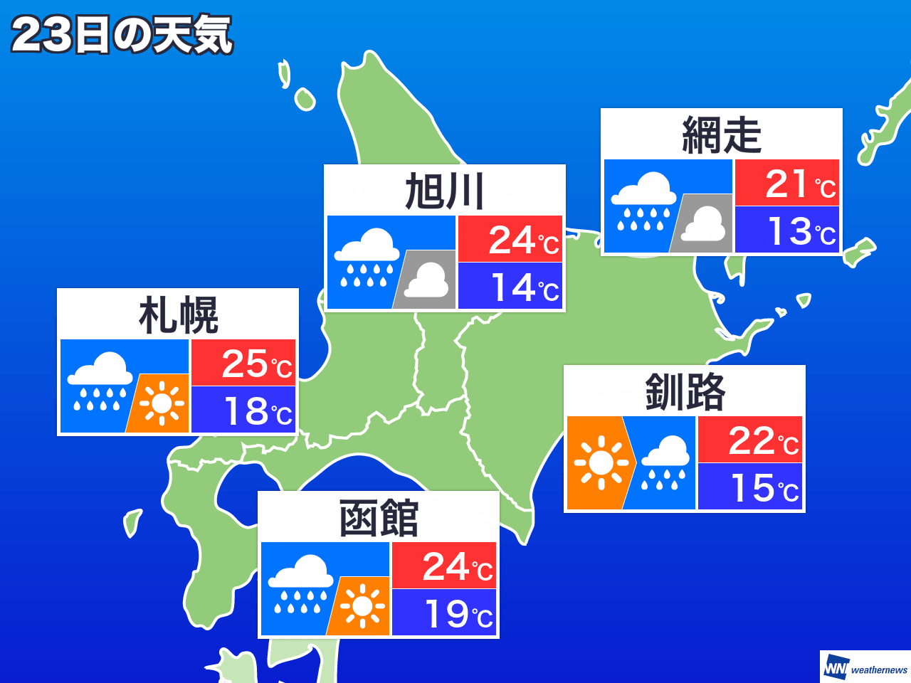 9月23日 木 北海道の今日の天気 ウェザーニュース