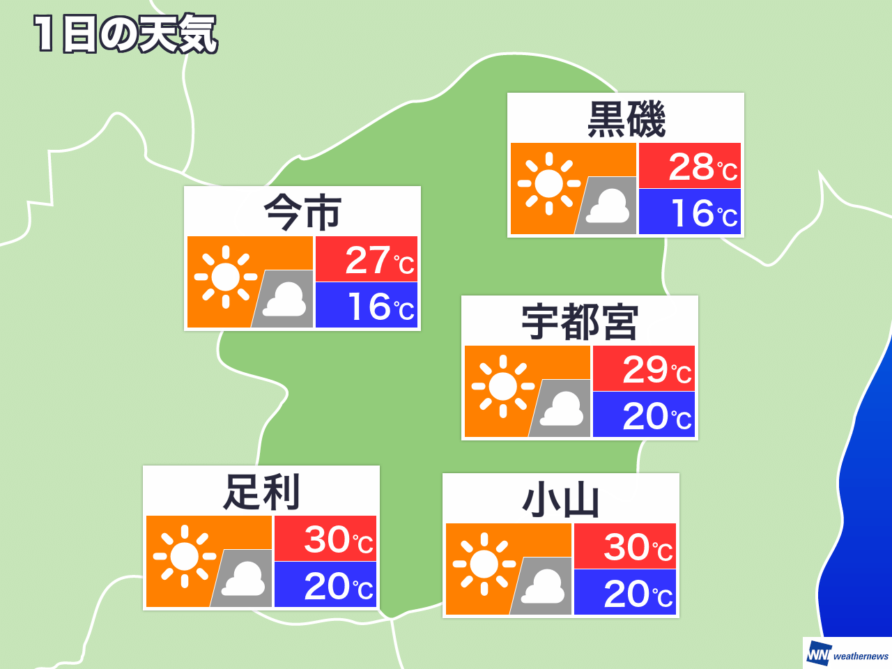 10月1日 火 栃木県の明日の天気 ウェザーニュース Line News