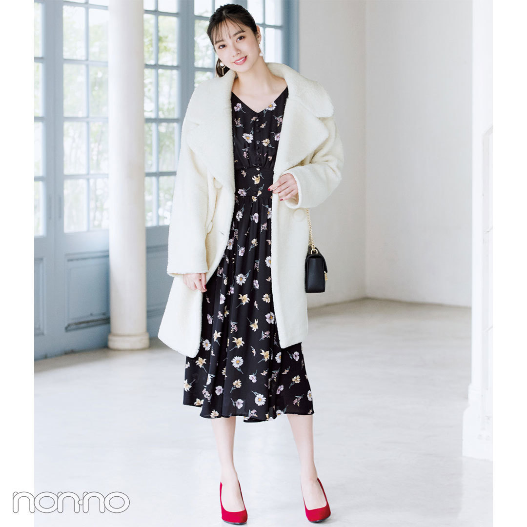 ニット 花柄 チェック柄 冬のワンピースコーデ30選 Non No
