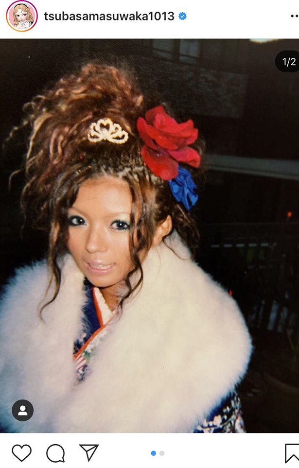 益若つばさ 振袖にティアラ 15年前のギャル全盛期shotに歓喜の声 昔も今も可愛い 別人だぁ 笑 ザテレビジョン Line News