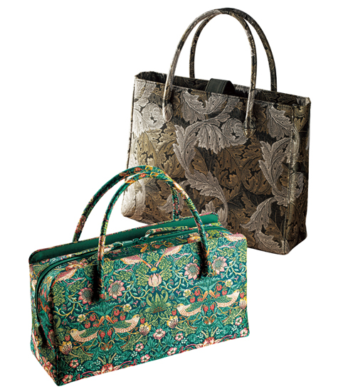 大島紬正絹ウィリアムモリスバンブーがま口バッグ和装バッグ網代