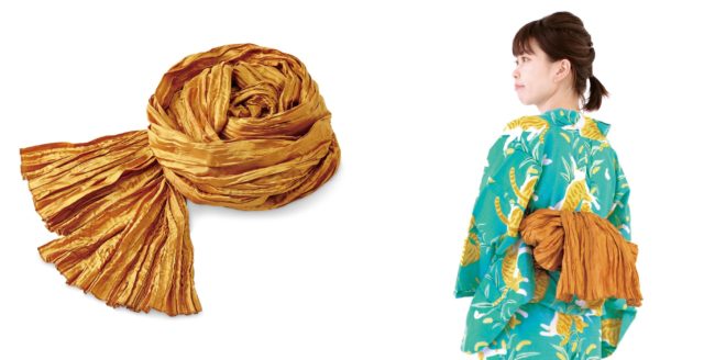 フェリシモ 猫部 浴衣 ねこじゃらしの草原で遊ぶ茶トラ猫とちょうちょ